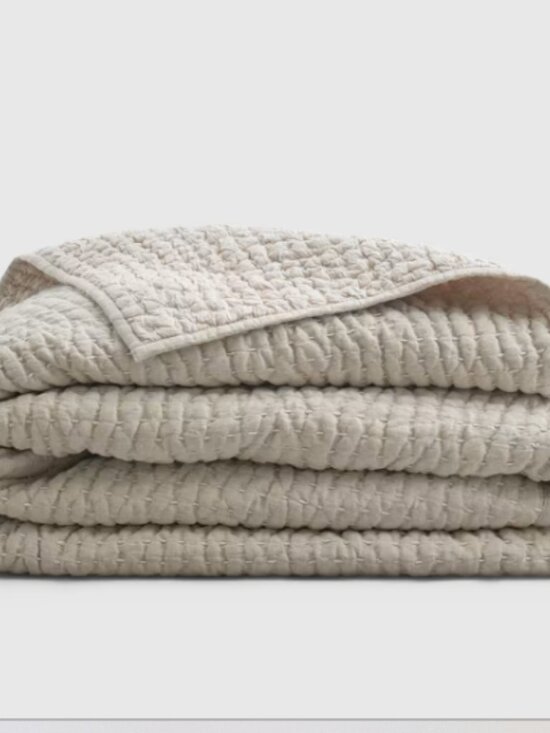Quince Other - Quince European Linen Cotton Stitch Quilt Natural Full/Queen NEW